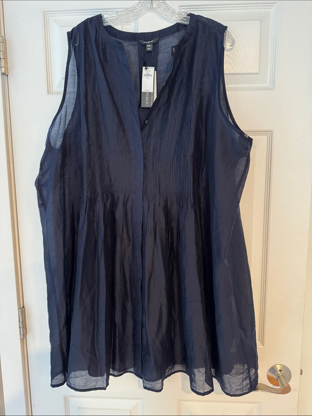 Banana Republic Sleeveless Navy Pintuck Pleated Lined Tunic mini dress size XXL
